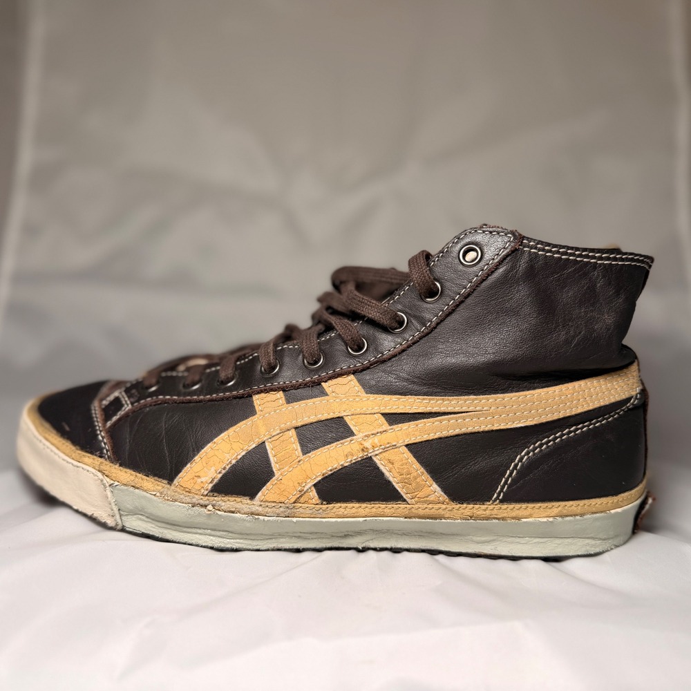 Onitsuka Tiger Sneakers Mens 8 Brown Leather High Top Distressed HL726 Kobe OK - Picture 4 of 12